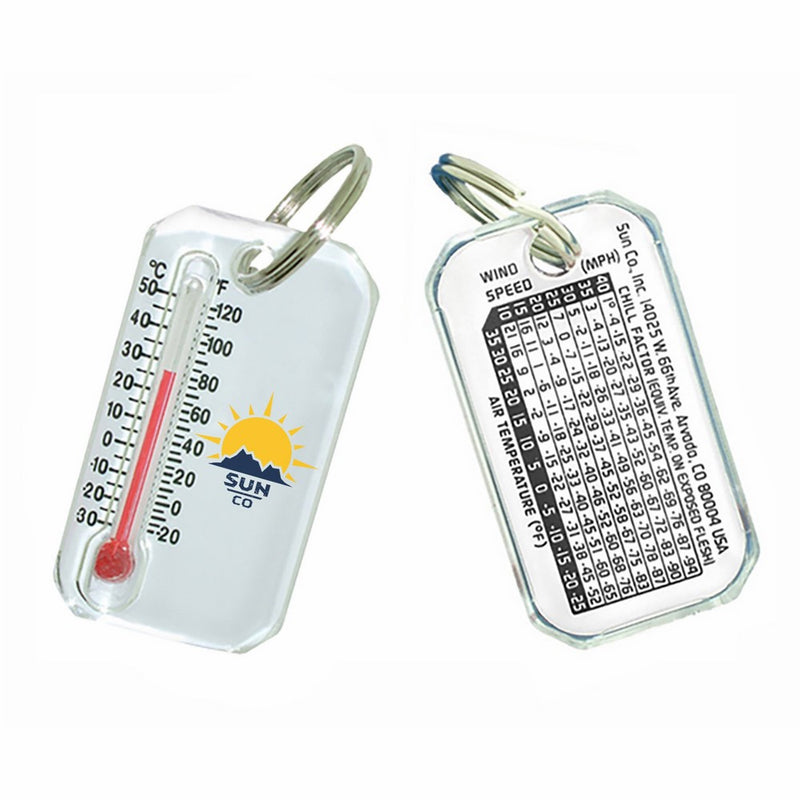 Sun Company Original Zip-o-gage - Zipperpull Thermometer for Jacket, Parka, or Pack | Outdoor Thermometer with Windchill Chart on Back