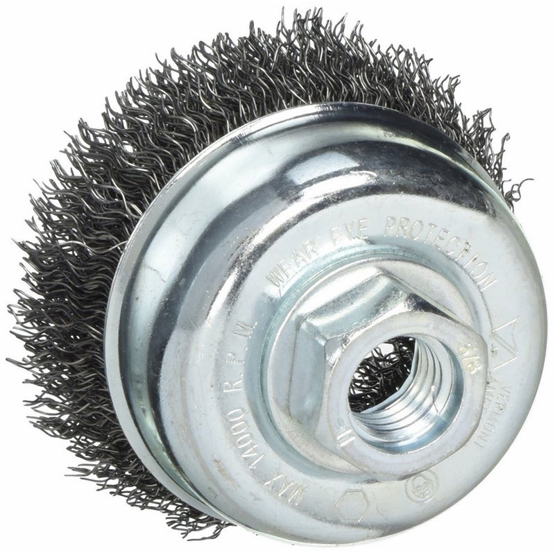 Vermont American 16831 3-Inch Crimped Wire Cup Brush with 5/8-Inch Arbor