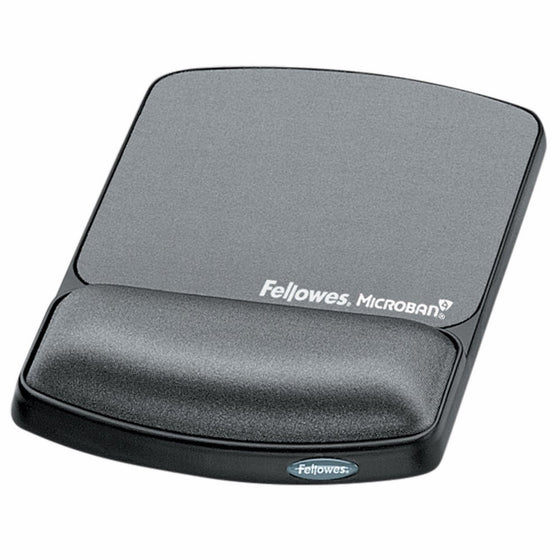 Fellowes Gel Wrist Rest & Mouse Pad with Microban, Black (9175101)