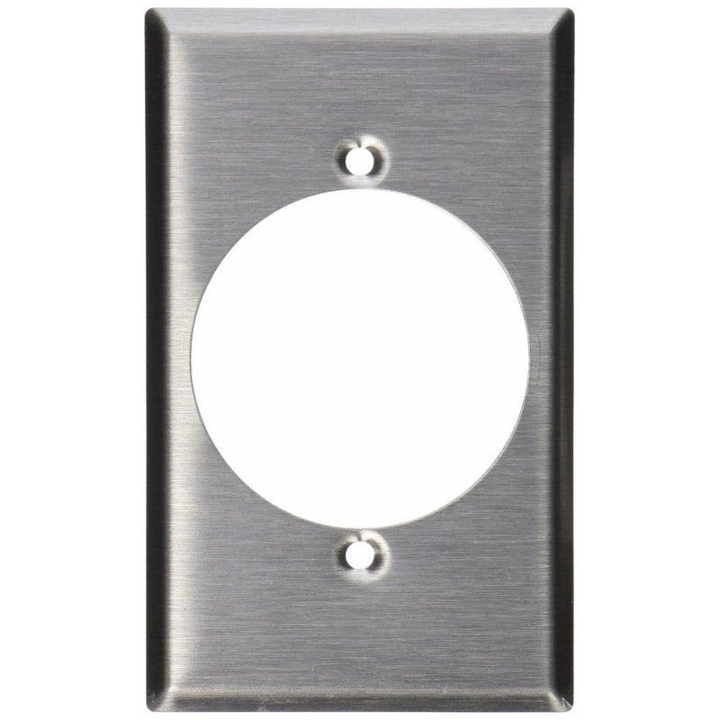 Leviton 84028 1-Gang Flush Mount 2.15-Inch Diameter, Device Receptacle Wallplate, Device Mount, Stainless Steel