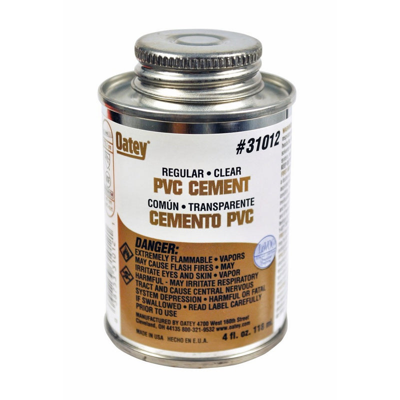 Oatey 31012 PVC Regular Cement, Clear, 4-Ounce