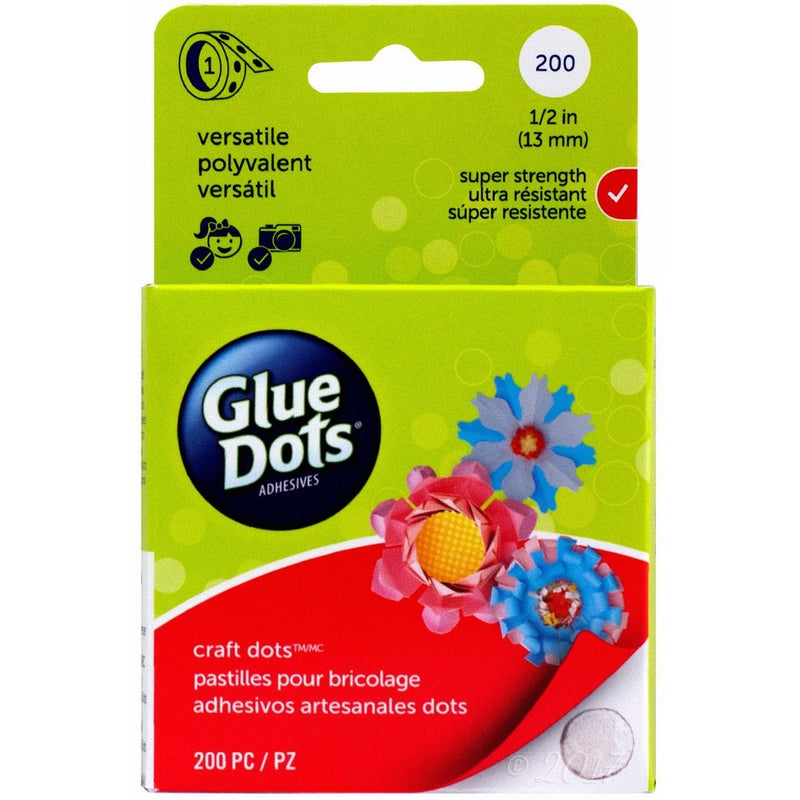 Glue Dots Craft Roll, Contains 200 ( .5 Inch) Adhesive Craft Dots (08165)