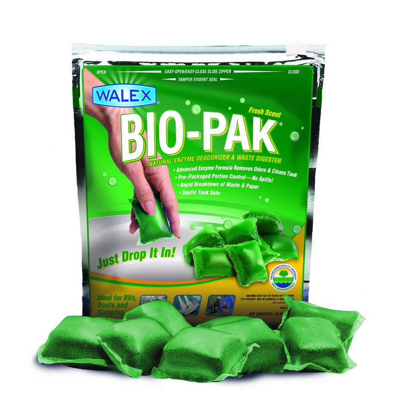 Walex BOI-11530 Bio-Pak Natural Holding Tank Deodorizer and Waste Digester Drop-Ins, Alpine Fresh Scent (Pack of 10)