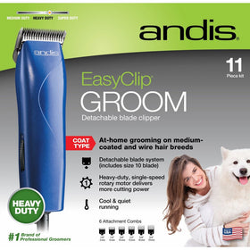 Andis EasyClip Pro-Animal 7-Piece Detachable Blade Clipper Kit, Animal/Dog Grooming, Blue, MBG-2 (21485)