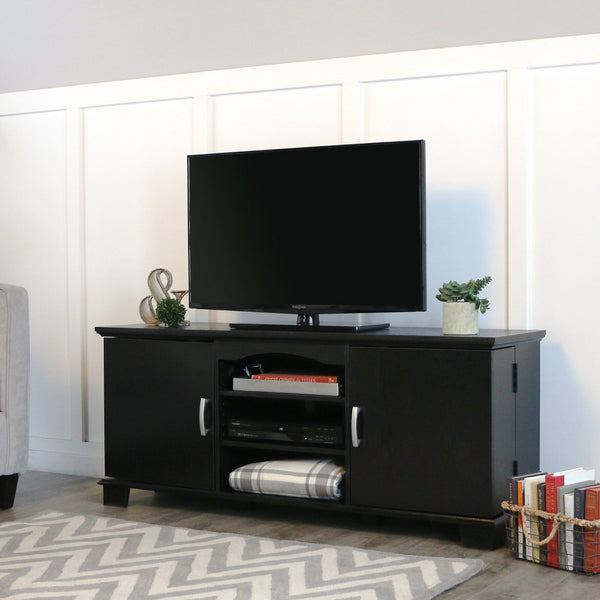 Walker Edison 60" Wood Storage TV Stand Console, Black