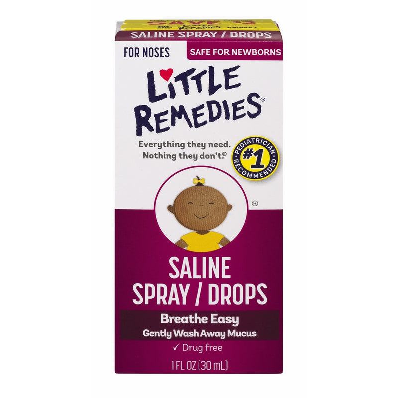 Little Remedies Saline Spray/Drops | 1 oz | Pack of 6 | For Noses to Breathe Easily | Gently Wash Away Mucus | Newborn Safe