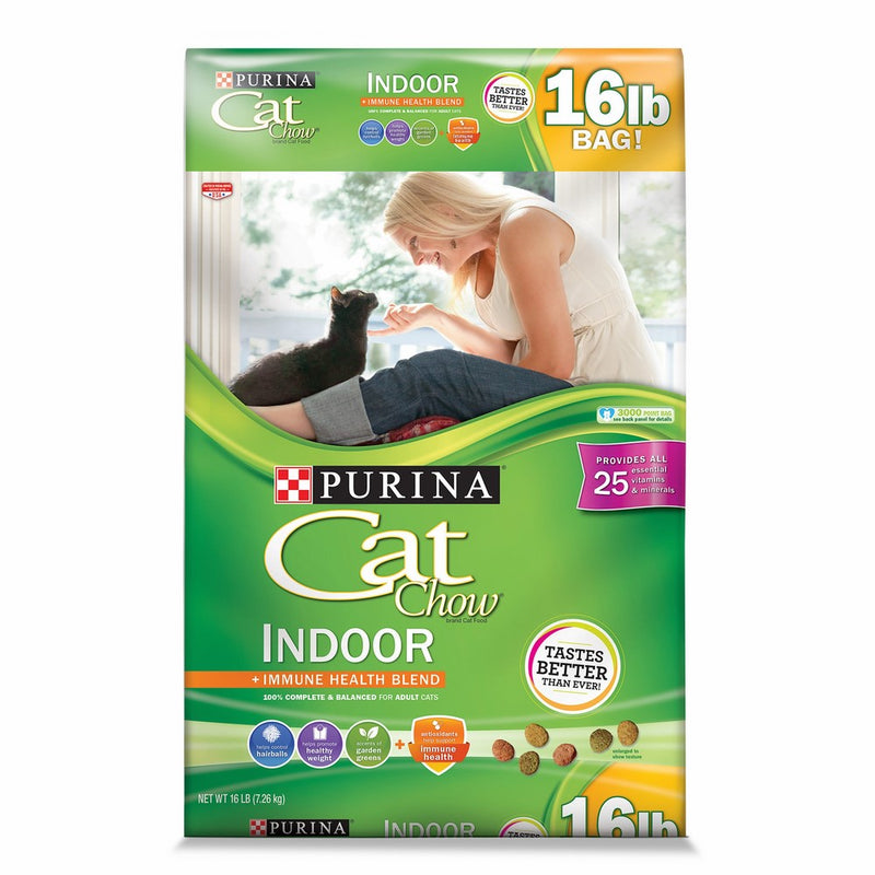 Purina Cat Chow Dry Cat Food, Indoor Formula, 16 Pound Bag, Pack of 1