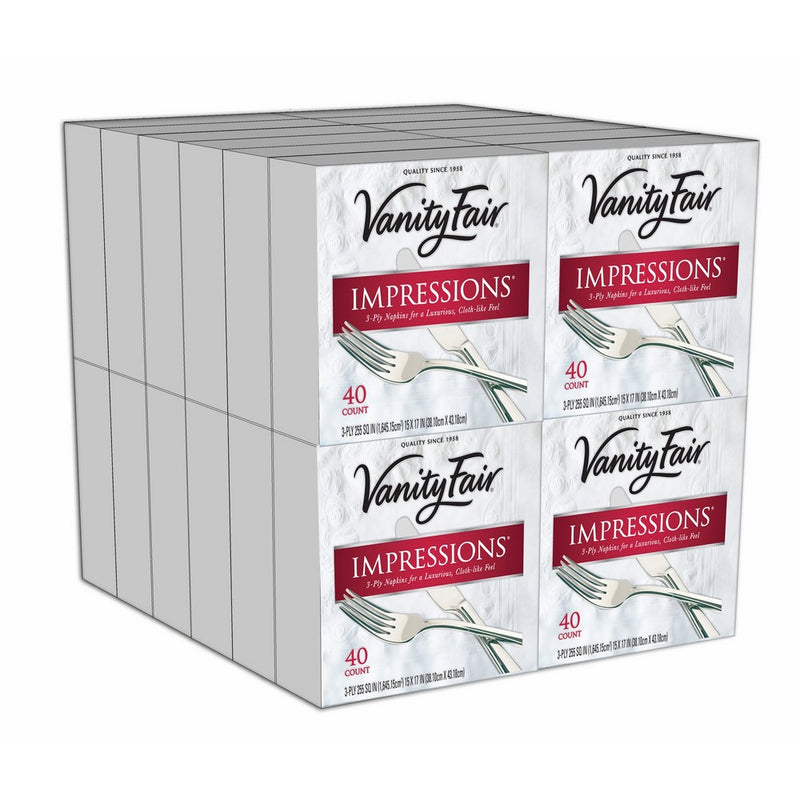 Vanity Fair Impressions Dinner Napkins, 960 Count Paper Napkins (24 Packs of 40 Napkins)