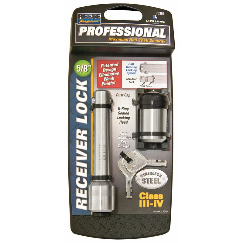 Reese Towpower 7030200 Professional 5/8" Stainless Steel DogBone Style Receiver Lock