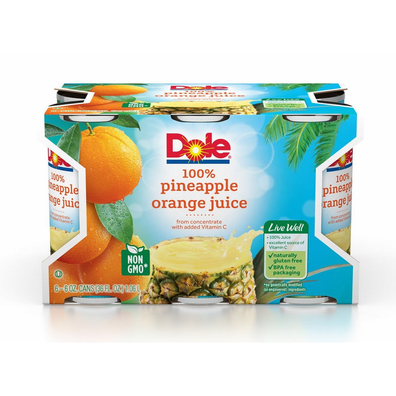 Dole Juice, Pineapple Orange, 6 Ounce (Pack of 48)