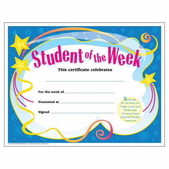 TREND enterprises, Inc. Student of The Week Colorful Classics Certificates, 30 ct