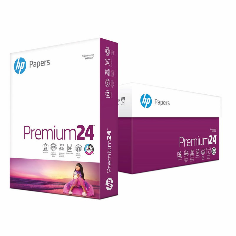 HP Printer Paper, Premium24, 8.5 x 11, Letter, 24lb, 100 Bright, 2,500 Sheets/5 Ream Carton (115300C) Made in the USA