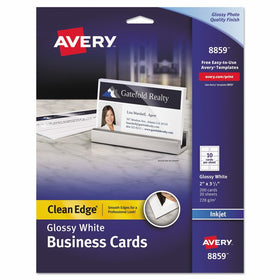 Avery Ink Jet One-Side Printable Clean Edge Business Cards, White, One-Side Glossy, Pack of 200 (8859)