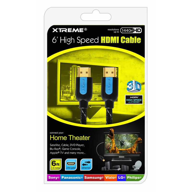 Xtreme 84106 6-Feet Blue Mesh Braided High Speed HDMI with Ethernet Channel