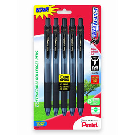 Pentel EnerGel-X Retractable Liquid Gel Pen 0.7mm, Metal Tip, Medium, Black Ink (BL107BP5A)