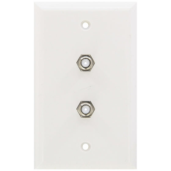 Morris 85021 Double F Connector Wall Plate, White