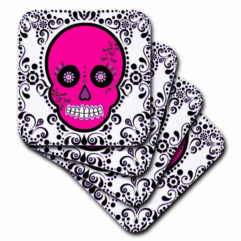 Janna Salak Designs Day of the Dead Skull Día de los Muertos Sugar Sku Coaster, Set of 4