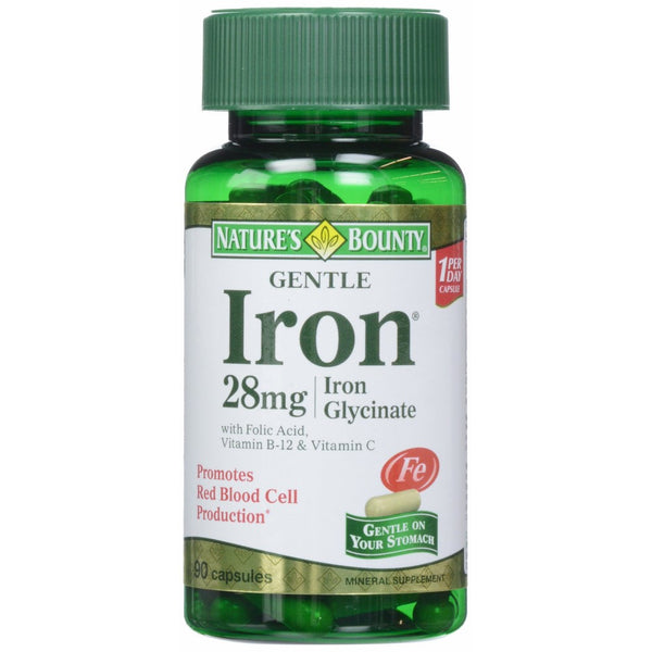 Nature's Bounty, Iron Gluconate 28 mg Capsules, 90 ct