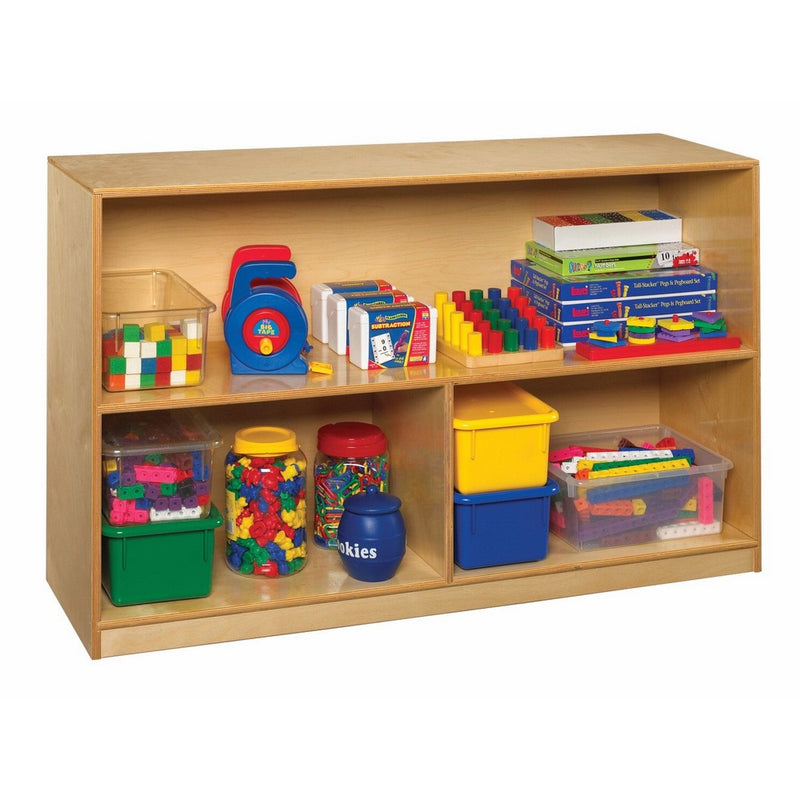 Childcraft 1335358 Storage Unit, Birch Veneer Panel, 4-Coat UV Acrylic, 3-Compartment, 47" x 13" x 30-5/8", Natural Wood Tone