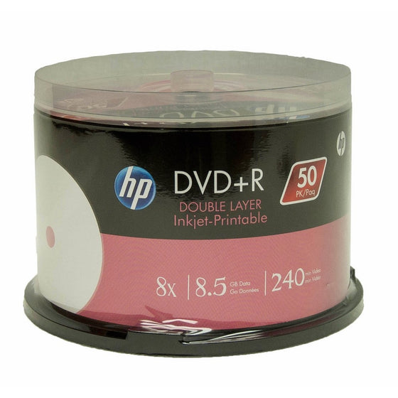 Hp DvdR Dl Double Layer 8X 8.5Gb White Inkjet Printable 50 Pack In Spindle