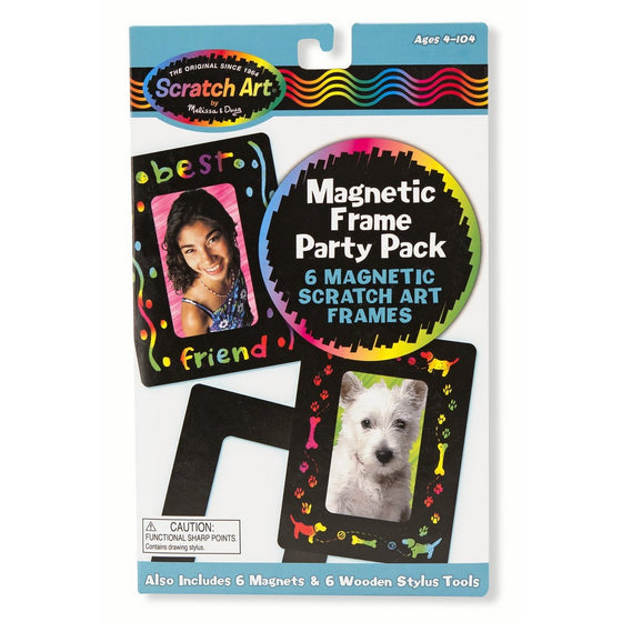 Melissa & Doug Scratch Art Magnetic Frame Party Pack - 6 Frames, 6 Magnets, 6 Wooden Stylus Tools