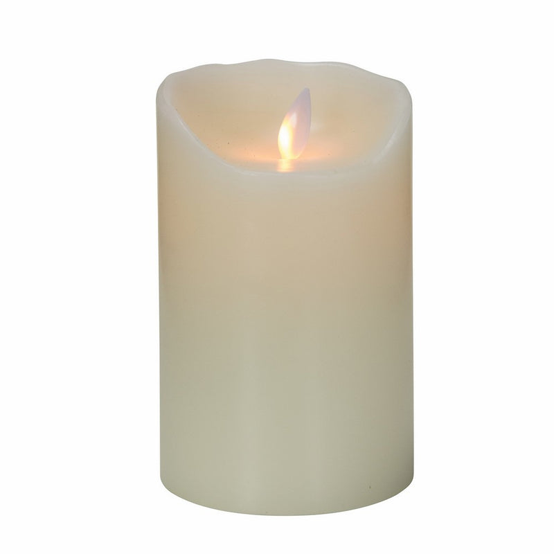 Boston Warehouse Mystique Flameless Candle, Ivory 5" Pillar, Remote Control Ready, Real Wax Candle With Realistic Flickering Wick, Battery Operated