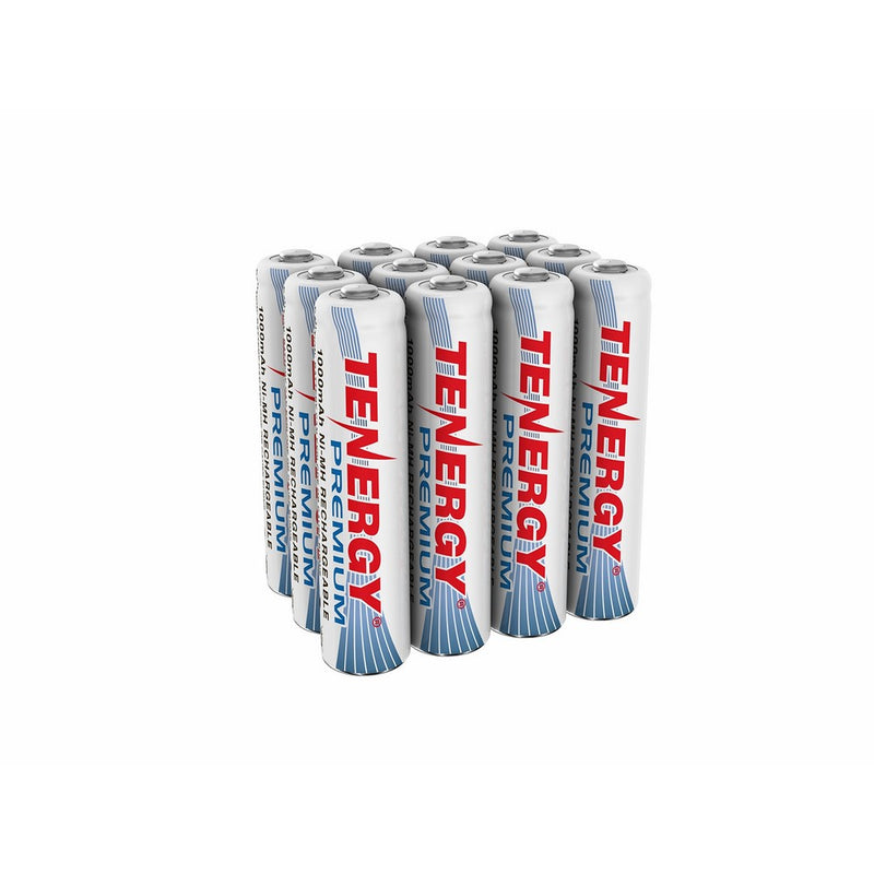 Tenergy Premium Rechargeable AAA Batteries, High Capacity 1000mAh NiMH AAA Batteries, AAA Cell Battery, 12-Pack