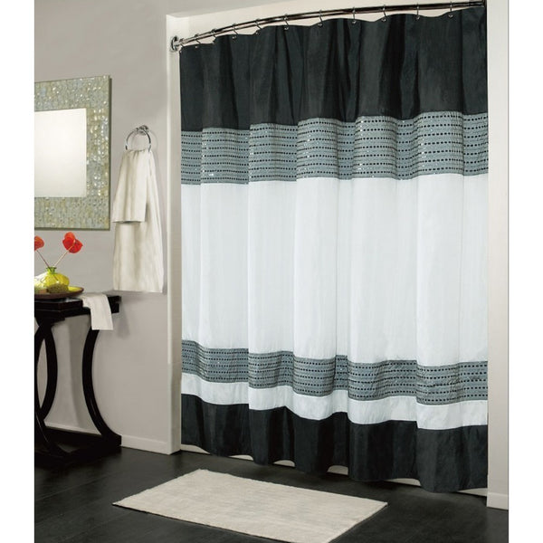 Kashi Home Ibiza Shower Curtain 70x72, Black White