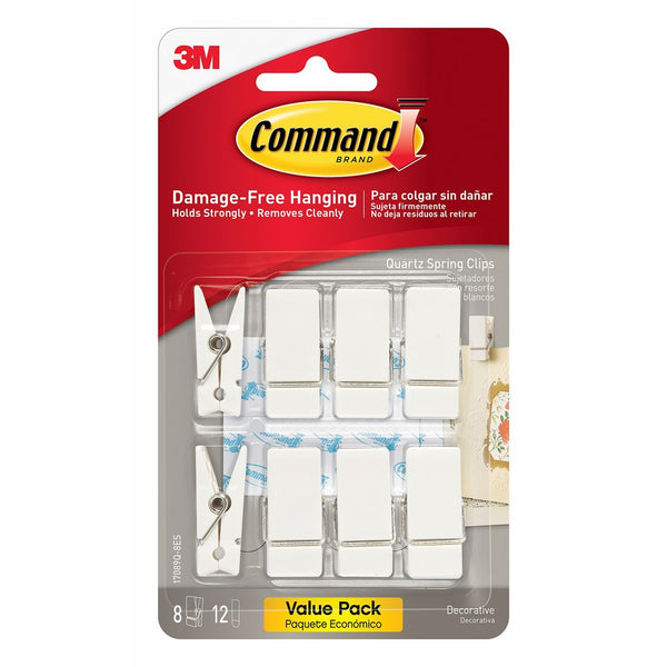 Command Spring Clips, Quartz, 8-Clips (17089Q-8ES)