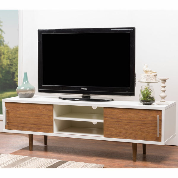 Baxton Studio Gemini Wood Contemporary TV Stand, White