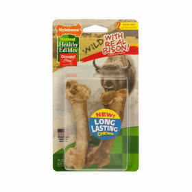 Nylabone Healthy Edibles Natural Dog Treats, Bison Chew Treats for Medium Dogs, 2 Count