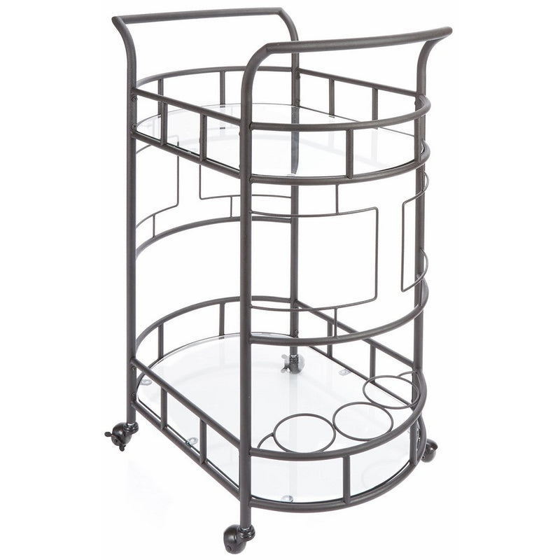 Silverwood FS1133C-COM Sinclair 2-Tier Serving Cart 2, 17" L x 26.5" W x 34.5" H, Hammered Bronze