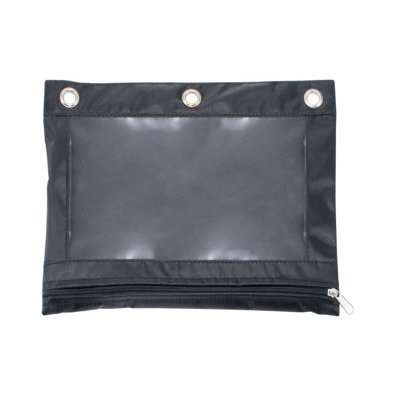 ADVANTUS Zippered Binder Pencil Pouch with Rivets, 7-3/8" x 10", Black with Clear Front, Pack of 3 (63067)