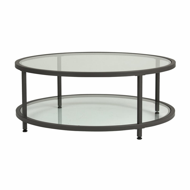 Studio Designs Home 71003.0 Camber Round Coffee Table In Pewter With Clear Glass