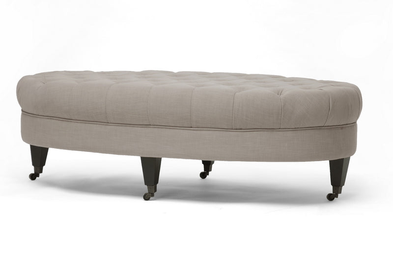 Baxton Studio Brighton Beige Linen Modern Tufted Ottoman