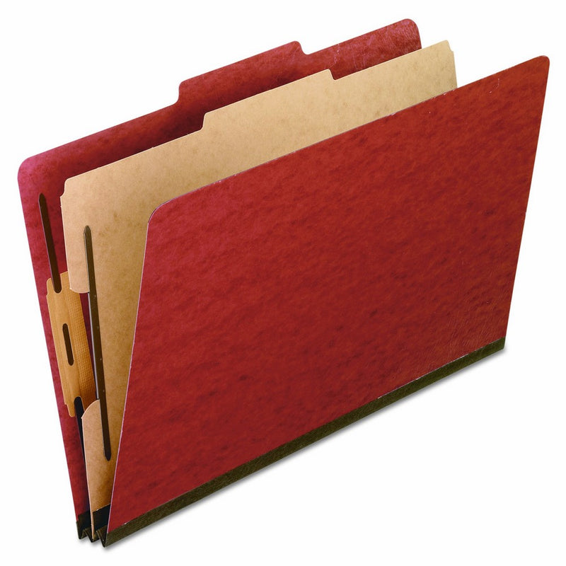 Pendaflex 1157R Four-Section Pressboard Folders, Letter, 2/5 Tab, Red (Box of 10)