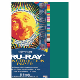 Pacon PAC103021 Tru-Ray Construction Paper, 9" x 12", Dark Green, 50 Sheets
