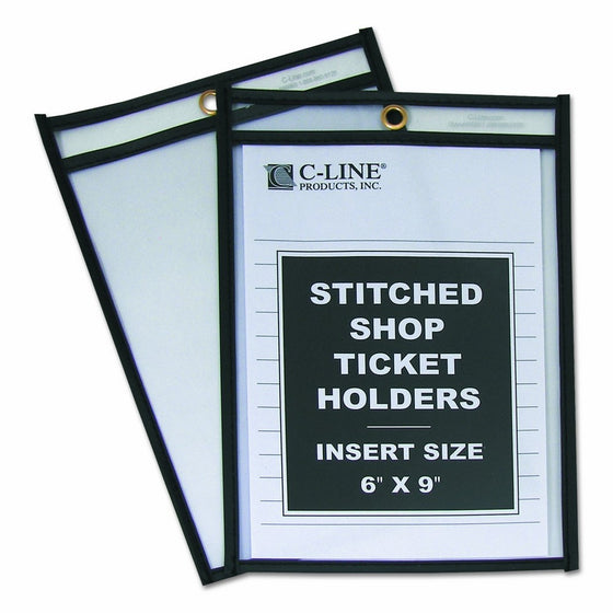 C-Line Stitched Shop Ticket Holders, Both Sides Clear, 6 x 9 Inches, 25 per Box (46069)