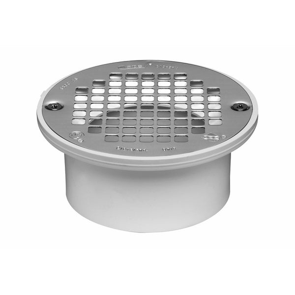 Oatey 43583 PVC Drain with 5-Inch Stainless Steel Strainer, 3-Inch or 4-Inch
