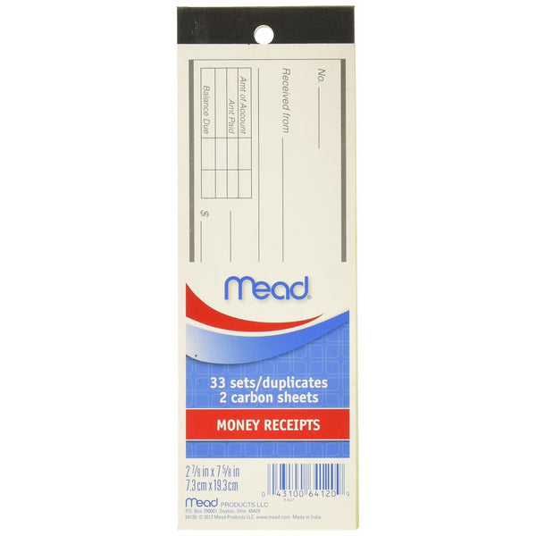 Mead Money Receipt Book with Duplicates, 66 Sheets (64120)