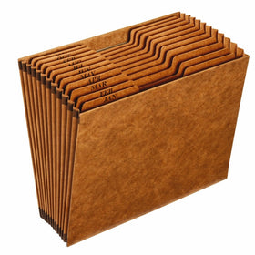 Globe-Weis PFXR217MHD/Pendaflex Heavy-Duty Expanding File, Open Top, 12 Pockets, Monthly Index, Letter Size, Brown (R217MHD)