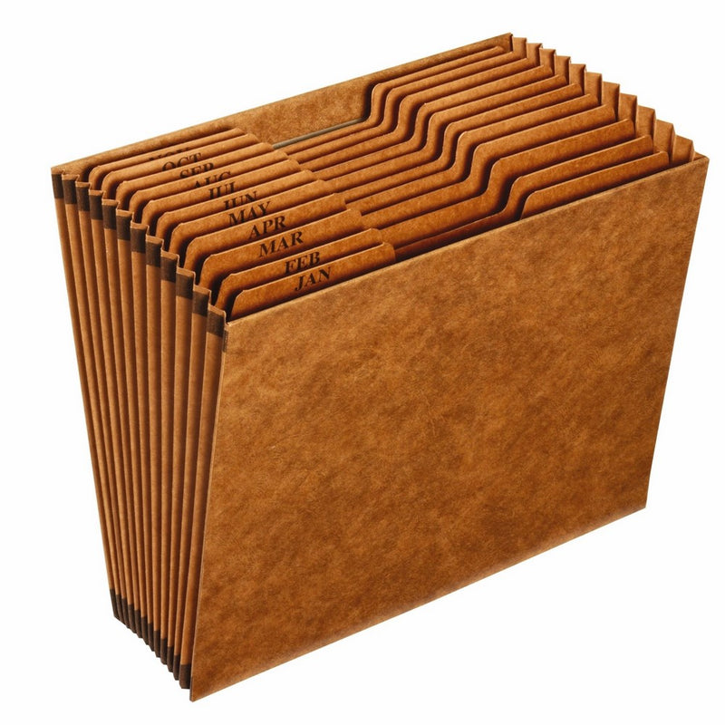 Globe-Weis PFXR217MHD/Pendaflex Heavy-Duty Expanding File, Open Top, 12 Pockets, Monthly Index, Letter Size, Brown (R217MHD)