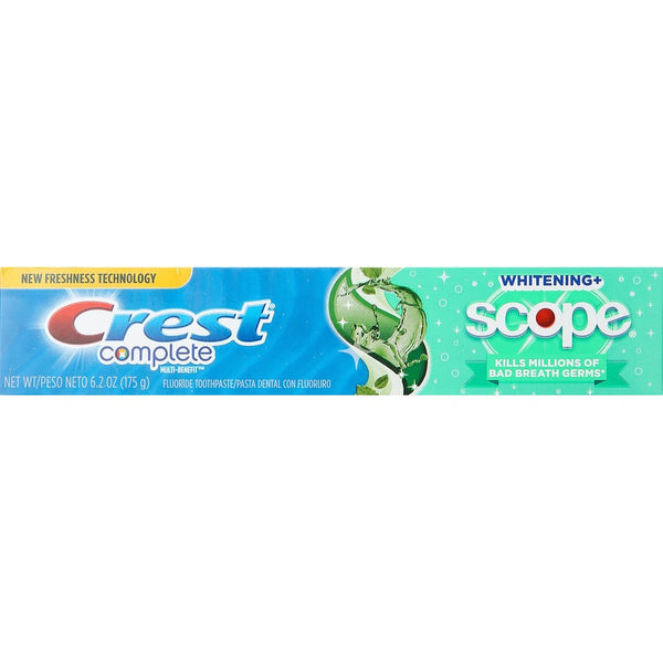 Crest Complete Multi-Benefit Whitening Scope, Minty Fresh Striped Toothpaste - 6.2 Oz