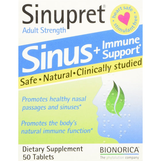 BIONORICA Adult Strength Sinupret Sinus Immune Support 50 Tabs