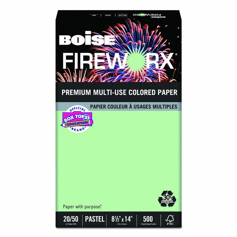 Boise MP2204-GN FIREWORX Colored Paper, 20-Pound, 8-1/2 x 14, Popper-mint Green, 500 Sheets/Ream