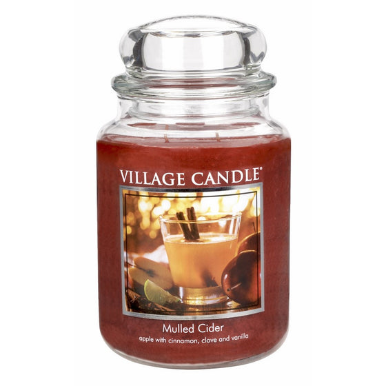 Village Candle Mulled Cider 26 oz Glass Jar Scented Candle, Large