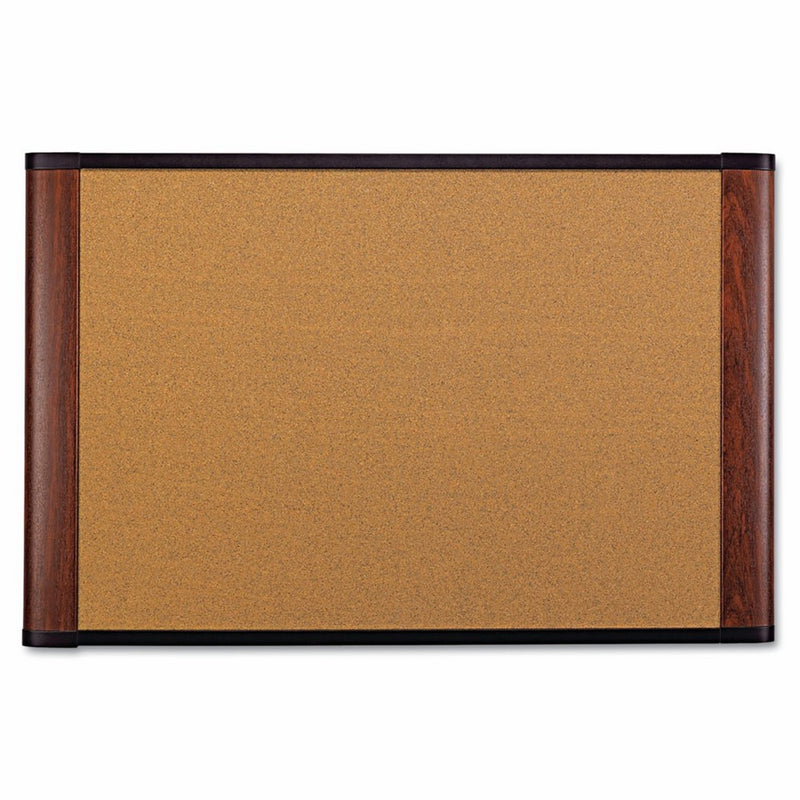 3M Cork Board, 72 x 48-Inches, Widescreen Mahogany-Finish Frame