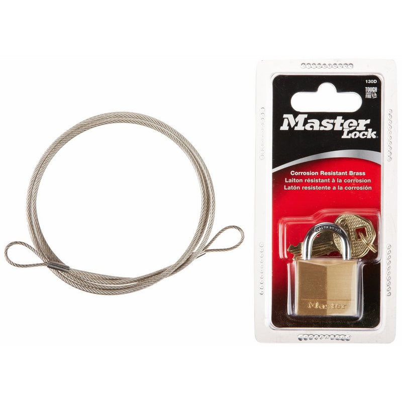 Justrite 268505 Anchoring Cable Kit with Padlock, 36" Length, Silver