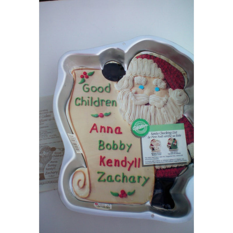 Wilton Santa Claus Checking List Cake Pan w/ Label and instructions -- as shown