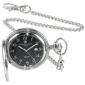 Charles-Hubert, Paris 3599-B Stainless Steel Quartz Pocket Watch